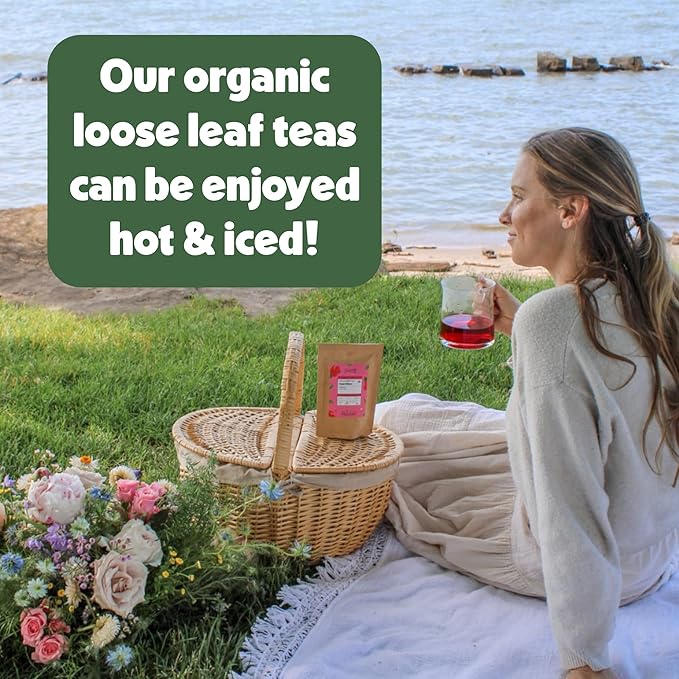 Heavenly Tea Leaves Organic Rooibos, Loose Leaf Herbal Tea, 4 oz. (Approx. 50 Cups of Tea) - Naturally Caffeine-Free, South African, Red Bush, Feel Calm, Boost Immunity