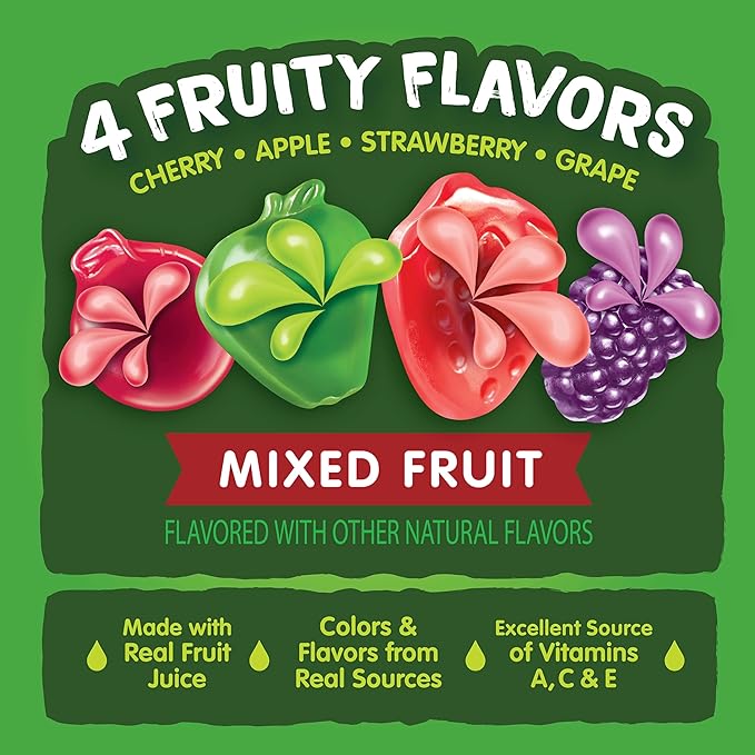 Black Forest, Juicy Burst, Fruit Flavored Snacks, Mixed Fruit Flavors, A Juicy Burst of Natural Flavors, Made with Real Fruit Juice, 0.8 oz 22 ct
