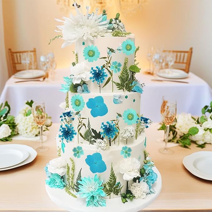 JeVenis Blue Wildflower Cake Toppers Wildflower Decor Baby In Bloom for Baby Shower Birthday Bridal Shower Wedding Party Decoration