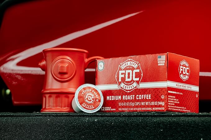 Fire Department Coffee - Gives Back to Firefighters - Original Medium Roast Coffee Pods - Balanced & Smooth - Roasted in the USA - Premium K Cups - Veteran Owned - 12 Single Pods