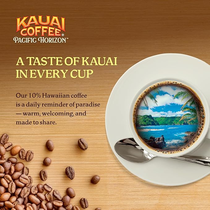 Kauai Coffee K-Cup Pods for Keurig Brewers – Arabica Coffee, 10% Hawaiian – Medium Roast, Bright Aroma with Floral Notes – Decaf, 1 Pack of 10 Single Serve K-Cups