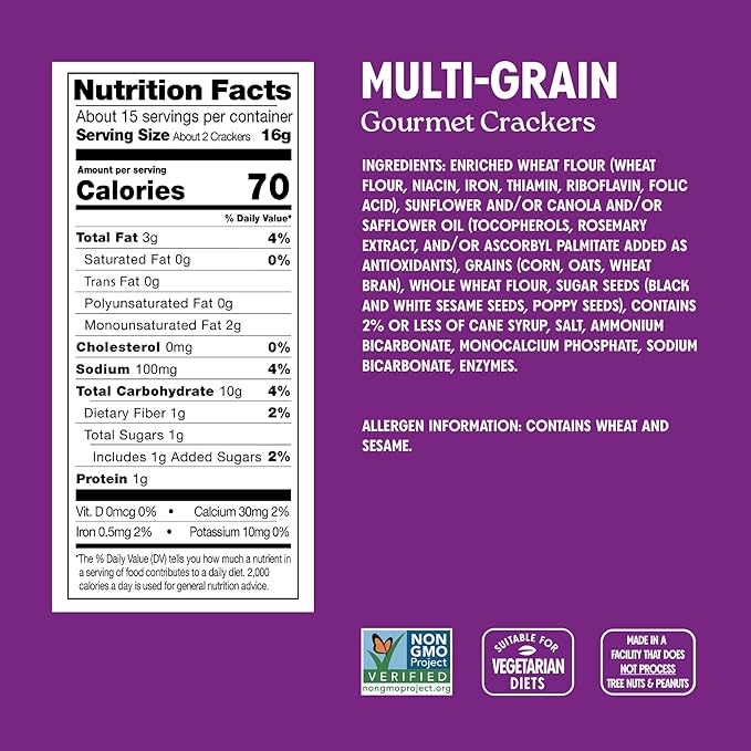 Milton's Gourmet Crackers Variety Bundle (Original Multi-Grain, Everything, Crispy Sea Salt) - Non-GMO Project Verified, Natural Ingredients, Kosher, Great for Charcuterie Boards - 8.4 Oz, Pack of 3