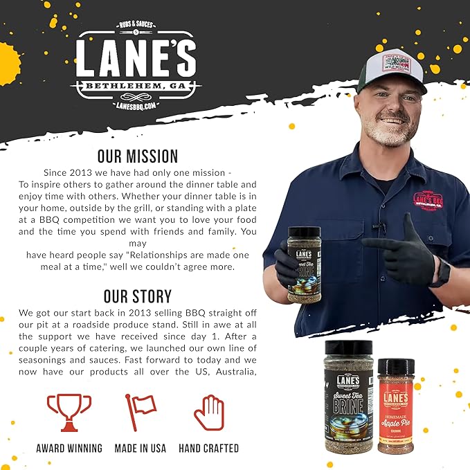 Lane's Apple Pie BBQ Rub & Sweet Tea Brine Kit, Pork Rub Seasoning for Smoking & Grilling Steak, Chicken, Wings, Ribs, Ham, and Pork Chop Seasoning for a Sweet and Savory Southern Barbecue Flavor