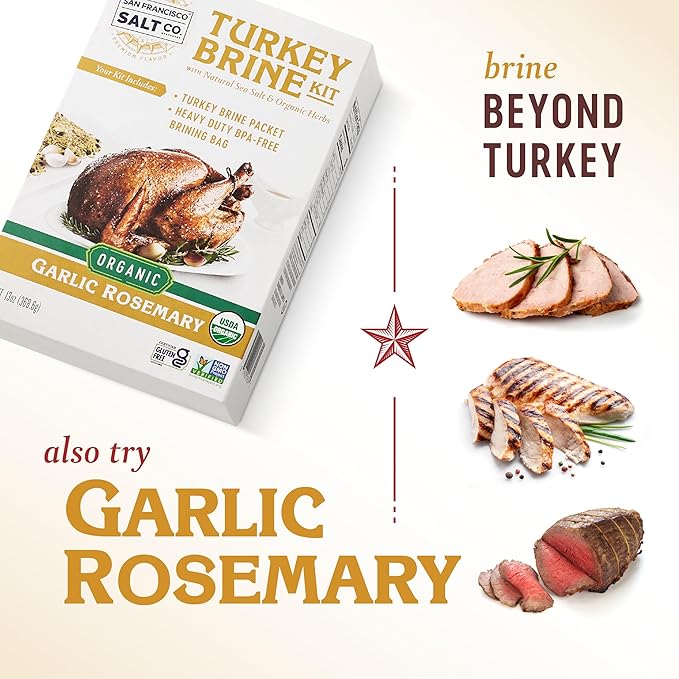 Organic Turkey Brine Kit - 13 oz. Apple Sage Brine with BPA-Free Brine Bag for Whole, Smoked, Oven-Roasted or Fried Turkey by San Francisco Salt Company