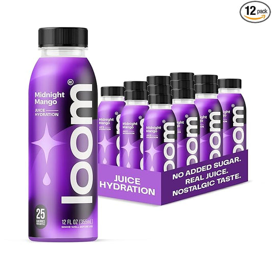 Midnight Mango Juice Drinks by Loom, Low Sugar Juice, Real Fruit, No Added Sugar, 30 Calories