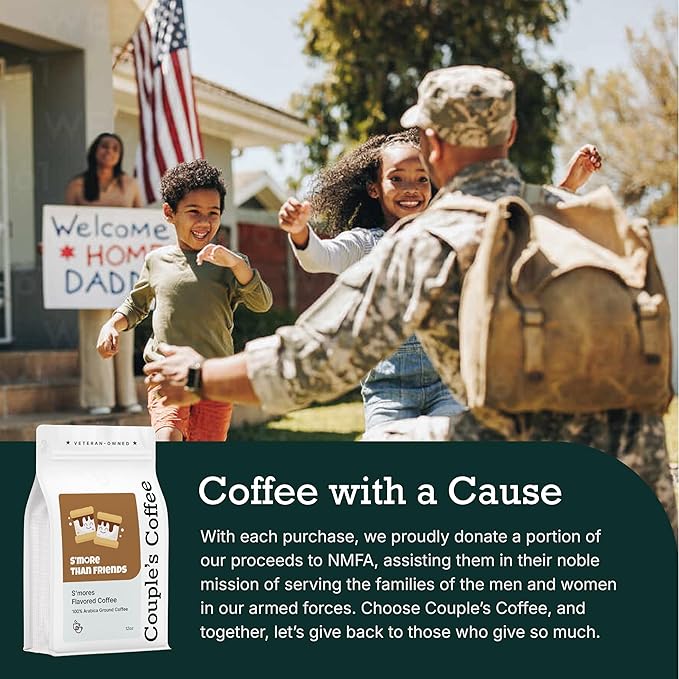 Couple?™s Coffee Ground Coffee | Gives Back to Military Families | S?™more Than Friends | Medium Roast S?™more Flavored Coffee | Made with 100% Arabica Beans | 12oz bag brews about 34 cups