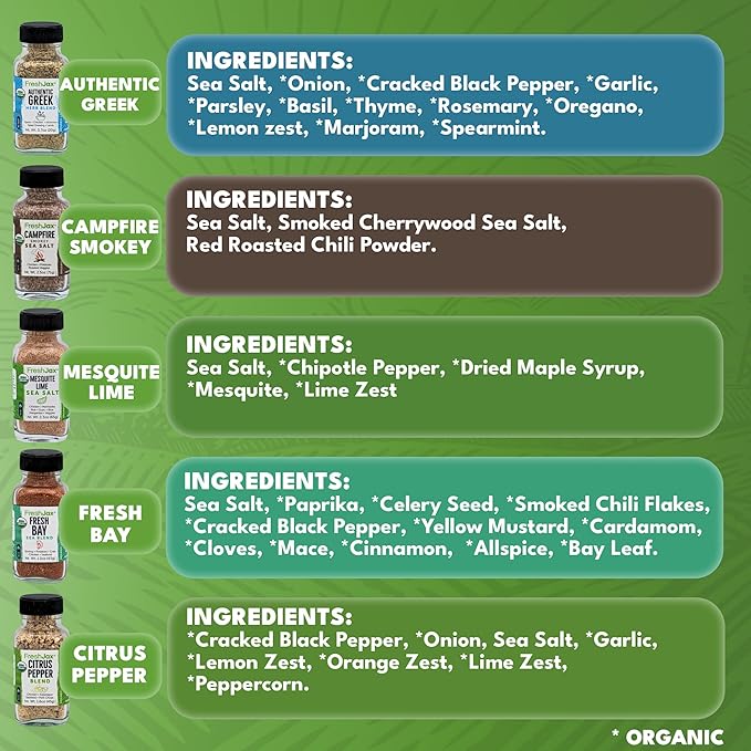 FreshJax Chicken Seasoning Gift Set | 5 Sampler Sized Organic Spices and Seasonings | Grilling Christmas Gifts for Men, Dads, Father | Gourmet Seasoning Set Packed in a Giftable Box