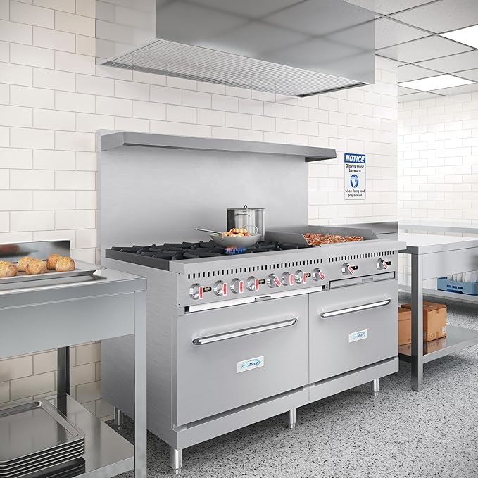 KoolMore 60 in. 6 Burner Commercial Natural Gas Range with 24 in. Griddle (KM-CRG60-NG)