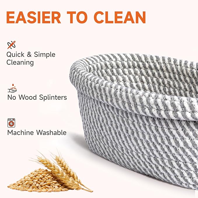 Banneton Bread Proofing Basket ??Oval & Round Handmade Cotton Rope Sourdough Proofing Basket with Liner & Cover (Perfect for Sourdough & Artisan Bread Set (1 Round 1 Oval)