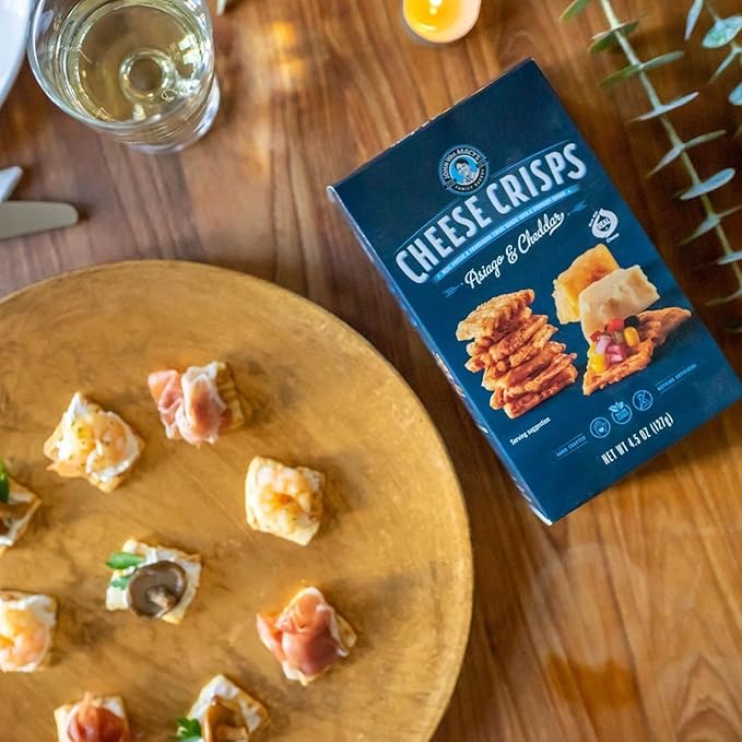 John Wm. Macy - Asiago & Cheddar CheeseCrisps - Hand Crafted, Non GMO, and Nothing Artificial - Made with Real Cheese - 4.5 oz. Cartons - 6 Pack