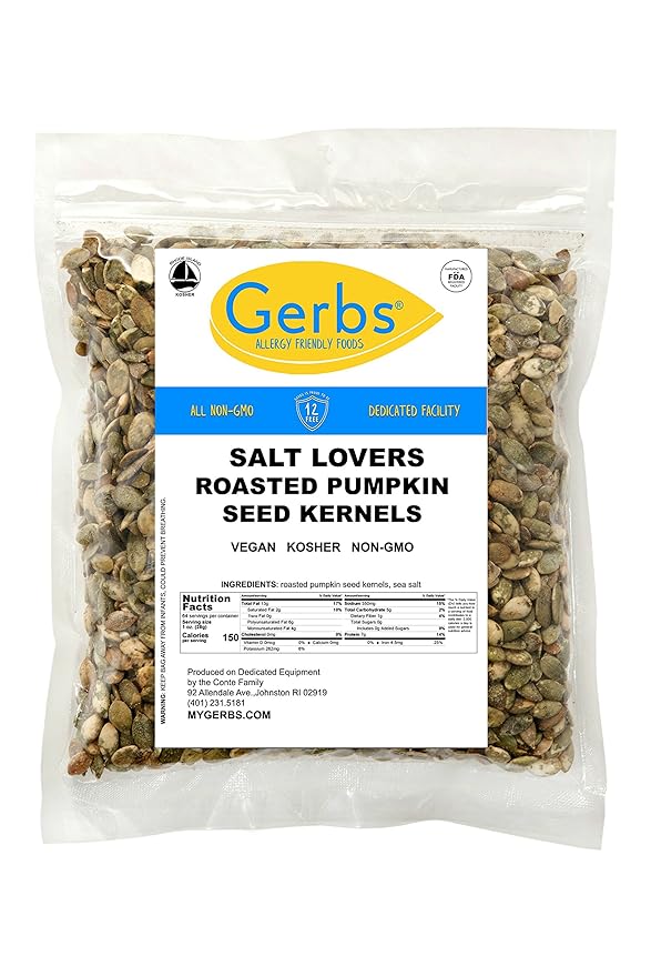 Gerbs Extra Sea Salted Pumpkin Seed Kernels 4 lbs. | Small Batch Roasted, No Additives, Resealable Bag | Crunchy & Savory | Top 14 Allergen-Free