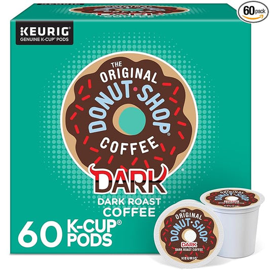 The Original Donut Shop Dark Keurig Single-Serve K-Cup Pods, Dark Roast Coffee, 60 Count, (6 Packs of 10)