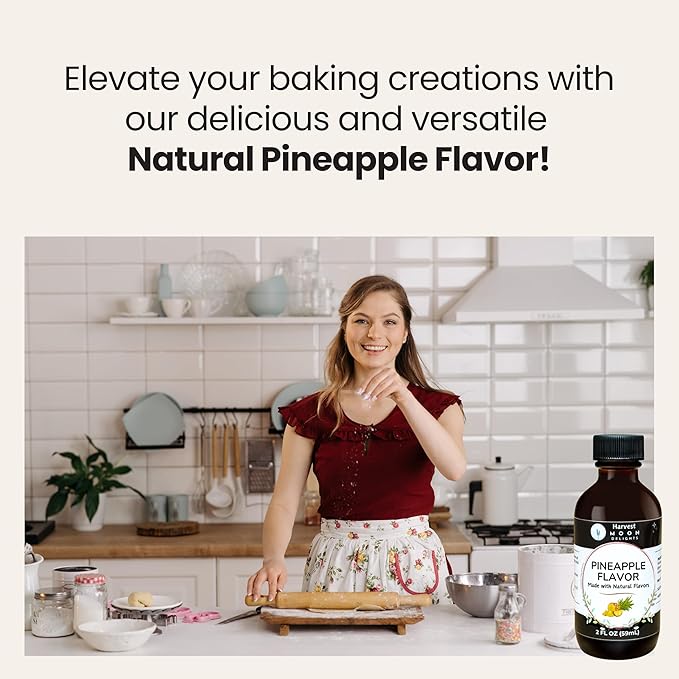 Natural Pineapple Extract - 2 oz - Water-Soluble - By Harvest Moon Delights - Pineapple Extract for Baking, Ice Cream, Drinks, and Candy - Flavoring, Flavor, Sugar-Free,