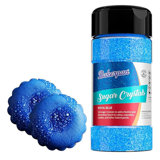 Bakerpan Sugar Sprinkles for Baking - 7 Ounce Royal Blue Decorating Sugar Crystals for Cookies, Cake Pops, Ice Cream (Made in USA)
