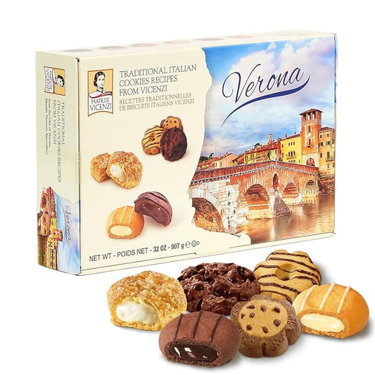 Matilde Vicenzi Verona Excellence Gift Box - Assortment of Italian Pastries and Cookies for Corporate, Birthday, Mother's Day, Father's Day, Teachers Gift, Get Well and Other Special Occasions - 32 oz (907g)