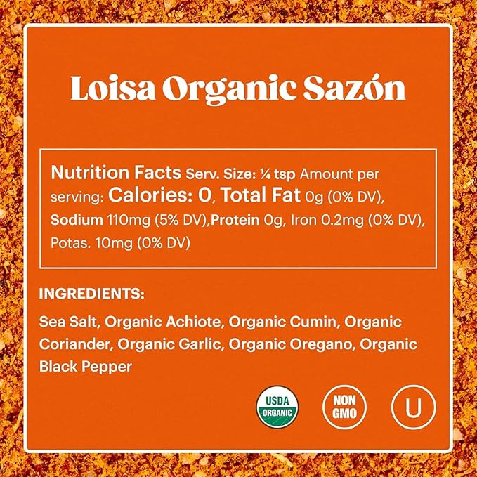 Loisa Adobo + Sazon Duo - USDA Organic, Non-GMO, No-MSG, No Preservatives, No Artificial Coloring, No Artificial Flavors