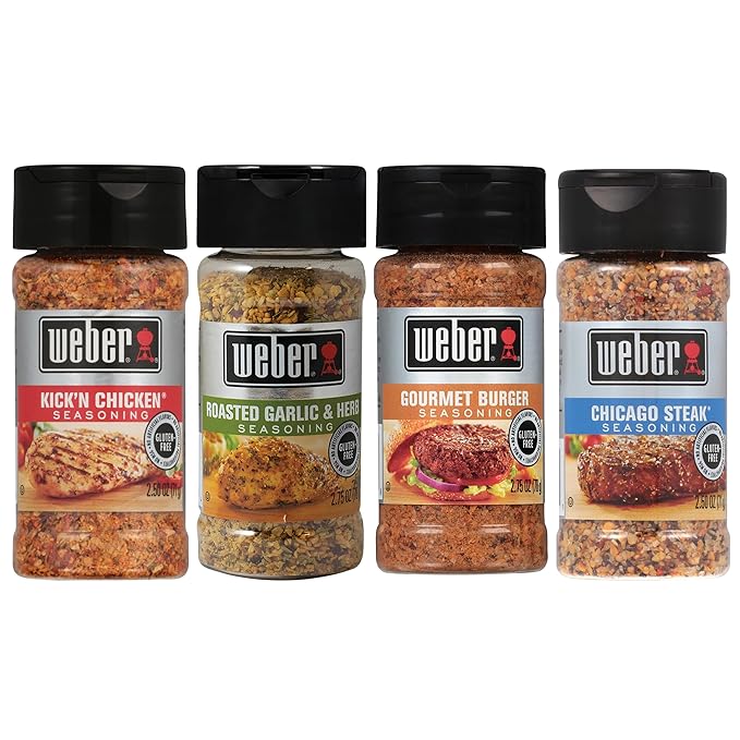 Weber Ultimate Grilling Spice Set with Roasted Garlic & Herb, Kick'n Chicken, Gourmet Burger, and Chicago Steak Seasonings