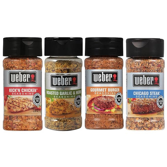 Weber Ultimate Grilling Spice Set with Roasted Garlic & Herb, Kick'n Chicken, Gourmet Burger, and Chicago Steak Seasonings