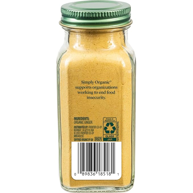 Simply Organic Ground Ginger Root, 1.64 Ounce, Non ETO, Non Irradiated, Non GMO, Complements Both Sweet & Savory Dishes