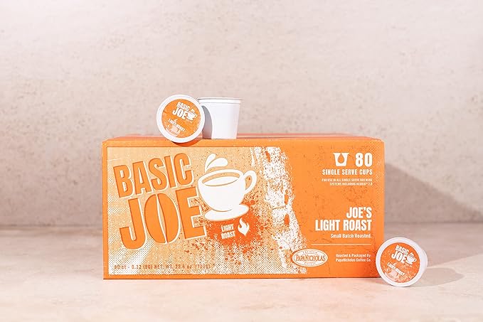 Basic Joe 80-Count 100% Arabica Light Roast Single Serve Coffee Pods for K-Cup Keurig Brewers