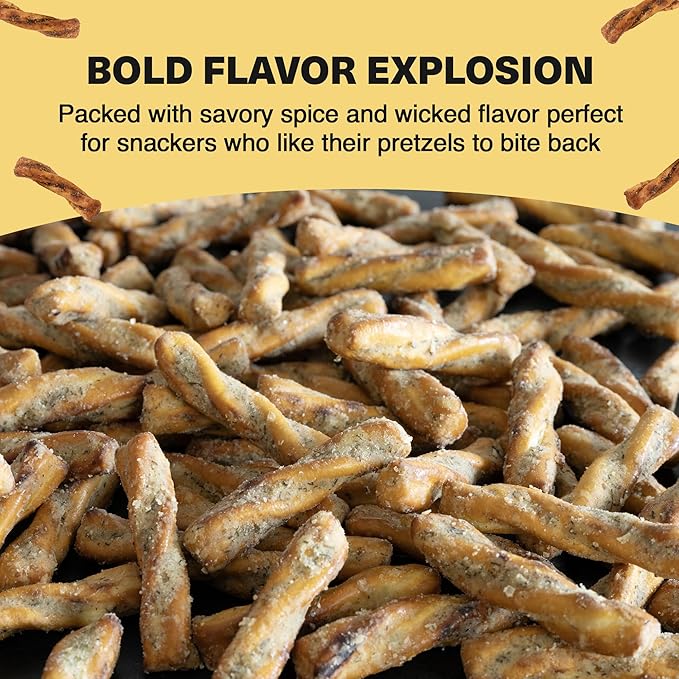 Wicked Twists Savory Ranch Seasoned Pretzels Twists 5.5 oz (1 Pack) Snack Pretzel Sticks Rods, Bold Flavor Snack, Resealable Fresh Pack, Baked Crunch, Party & School-Ready
