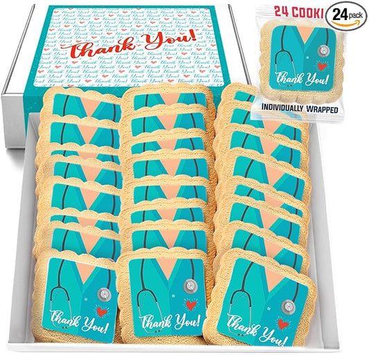 Thank You Doctor Nurse Cookies 24 Pack Themed Cookies Individually Wrapped | Healthcare Worker Appreciation Medical Staff