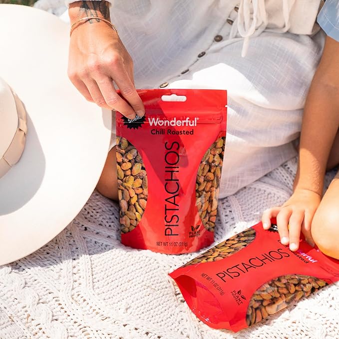 Wonderful Pistachios No Shells, Chili Roasted Nuts, 11 Ounce Bag (Pack of 3), Protein Snacks, Gluten Free, Healthy Snacks for Adults