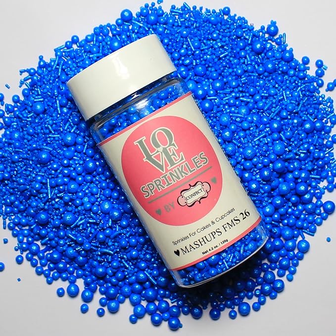 Confect Edible Sky Blue Sprinkles | Mix Pearl & Vermcelli | Edible Sprinkle | Sprinkles for Baking & Cake Decorative | Cookie Sprinkle - Vegan, Gluten-Free, Nut-Free, Soy-Free, Dairy-Free, Palm Oil-Free -4.2 Oz