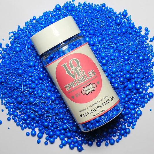 Confect Edible Sky Blue Sprinkles | Mix Pearl & Vermcelli | Edible Sprinkle | Sprinkles for Baking & Cake Decorative | Cookie Sprinkle - Vegan, Gluten-Free, Nut-Free, Soy-Free, Dairy-Free, Palm Oil-Free -4.2 Oz