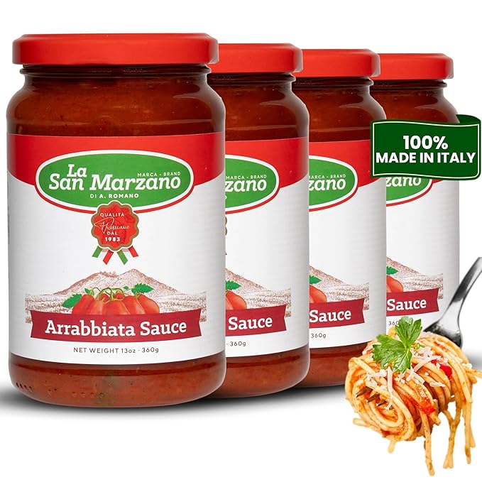 La San Marzano Arrabiata Sauce, 13 oz, Pasta Sauce Made in Italy, All Purpose Tomato Premium Quality, All Natural, Mediterranean Diet, Non GMO, Vegan, Gluten Free
