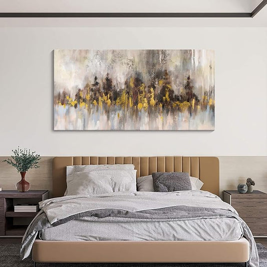 YDYSUNE Brown and Gold Abstract Wall Art Large Canvas Picture for Living Room, Bedroom, Office Moden Elegant Painting Wall Decor for Stylish Home Decoration Pictures 24x48Inch