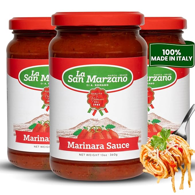 La San Marzano Marinara Sauce, 13 oz, Pasta Sauce Made in Italy, All Purpose Tomato Premium Quality, All Natural, Mediterranean Diet, Non GMO, Vegan, Gluten Free
