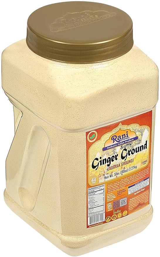 Rani Ginger (Adarak) Powder Ground, Spice 80oz (5lbs) 2.27kg Bulk PET Jar ~ All Natural | Vegan | Gluten Friendly | NON-GMO | Kosher | Indian Origin