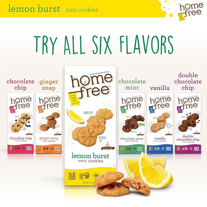Homefree Treats You Can Trust Gluten Free Mini Cookies, Lemon Burst, 5 Ounce (pack of 6)