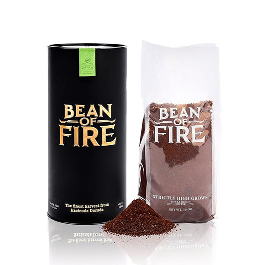 Bean of Fire El Salvador Red Bourbon Natural Ground Coffee ??Medium Roast, Single Origin Specialty, Smooth & Fruity Cup (16 oz)
