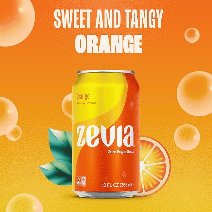 Zevia Zero Sugar Soda, Fruity Variety Pack, 12 oz Cans (24-Pack) ??Naturally Sweetened, Zero Calorie Sugar Free Soda - Non-GMO Project Verified, Gluten-Free, Vegan