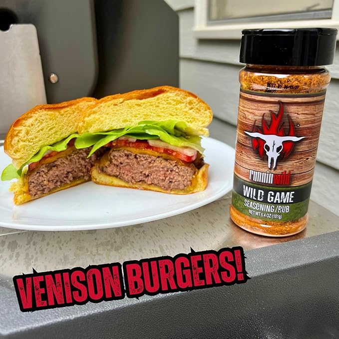 Gourmet Wild Game Seasoning | Premium Game Meat Rub for Venison, Lamb, Deer, Sausage, Jerky, Boar, Turkey, Elk, and more! | No Artificial Flavors, No MSG Added | Runnin' Wild Foods, 6.4 ounces
