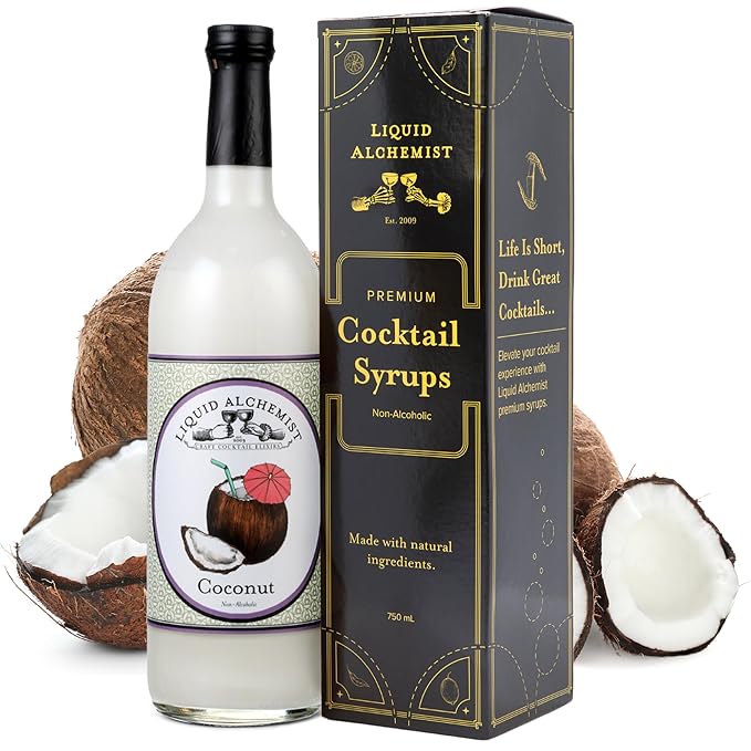 Liquid Alchemist Coconut Syrup for Drinks - Real Ingredients Make our Cream of Coconut Syrup a Perfect Pina Colada Drink Mix - Non-GMO & Vegan (25.4 oz)