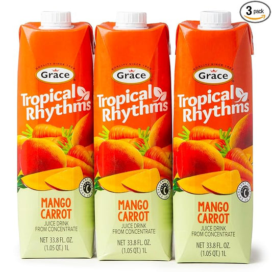Grace Tropical Rhythms Mango Carrot Juice 1 Liter (33.8oz) (Mango Carrot (3 Pack))