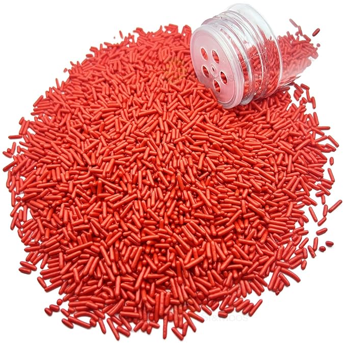 SE Si&Moos Red Sprinkles Edible Red Jimmies Soft Jimmy Sprinkles Halloween Cake Decorations Christmas Cookie Decorations for Cake Decorating, Ice Cream Toppings & Baking 2.75 OZ
