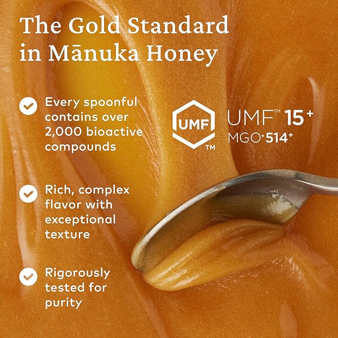 Comvita Manuka Honey UMF 15+ (MGO 514+) - Raw Manuka Honey New Zealand, Pure & Unpasteurized, Superfood for Immune Health, Use in Tea, Wild, Monofloral, Non-GMO - 500g (17.6 oz)