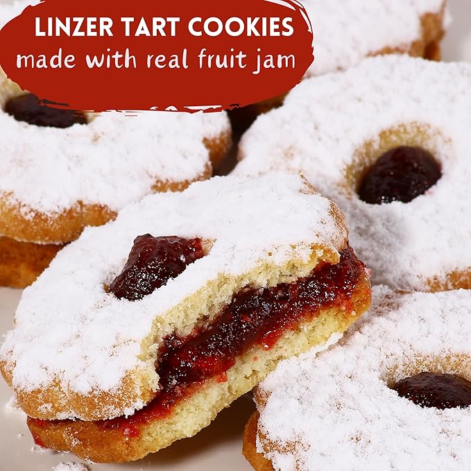 Linzer Tart Cookies | 10 Individually Wrapped Shortbread Cookies | Fresh & Delicious Italian Cookies | Linzer Tortes | Jelly Filled Cookies | Gourmet Cookies | 9 oz Stern?셲 Bakery