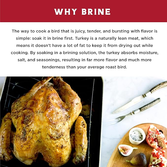 Fire & Flavor Turkey Perfect All-Natural Herb Brine Seasoning Kit, Perfect for Roasting, Grilling, Smoking, and Frying, Including Durable Double-Zipper Gusseted Brining Bag for Birds up to 25 lbs