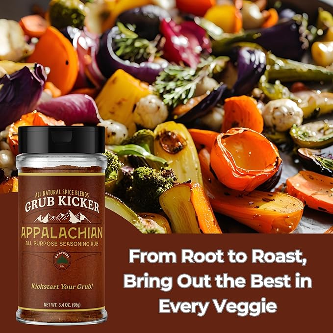 Grub Kicker Appalachian All Purpose Seasoning- 3.4 oz Bottle - All Purpose Seasonings for Cooking BBQ, Chicken Wings, Pork & More - Use for AP & Soul Food Seasoning Recipes