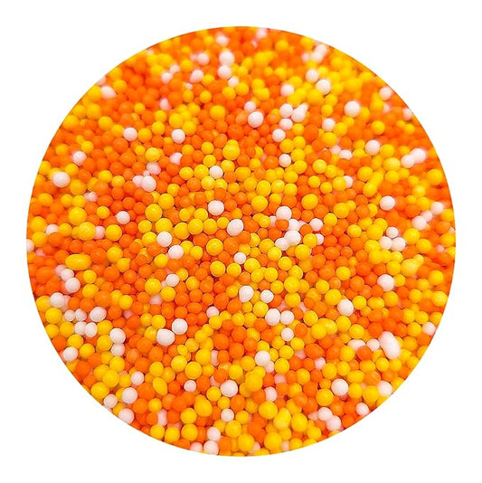 NCS Orange, Yellow and White Edible Non Pareil, 8 ounces - Great for Cupcakes, Cookies, Cakes, Cakes Pops