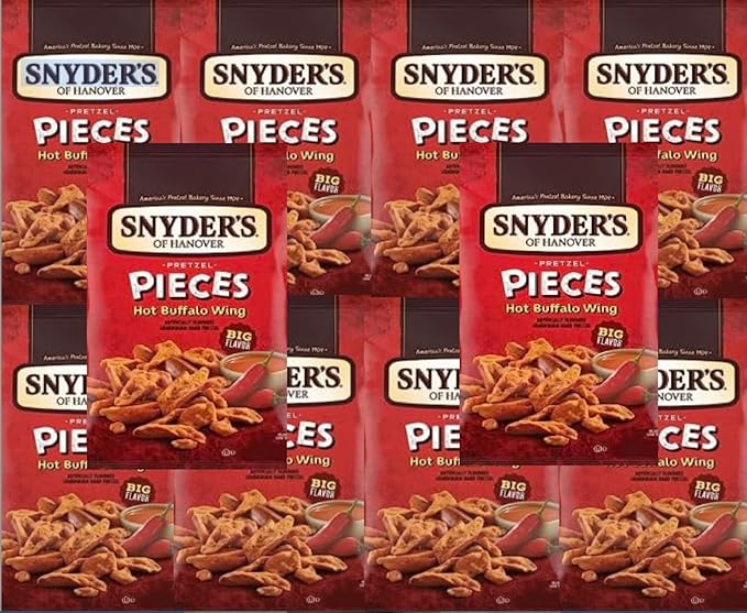 Snyder's Hot Buffalo Wing Pretzels, 2.25 Ounce Bags, 10 Pack Set