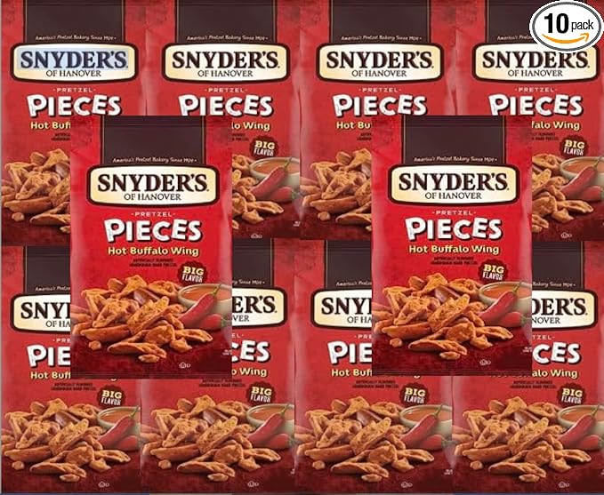 Snyder's Hot Buffalo Wing Pretzels, 2.25 Ounce Bags, 10 Pack Set