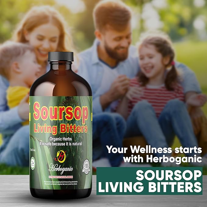 Herboganic Soursop Living Bitters for overall Health and wellness | Pack of 1 | 16 Oz