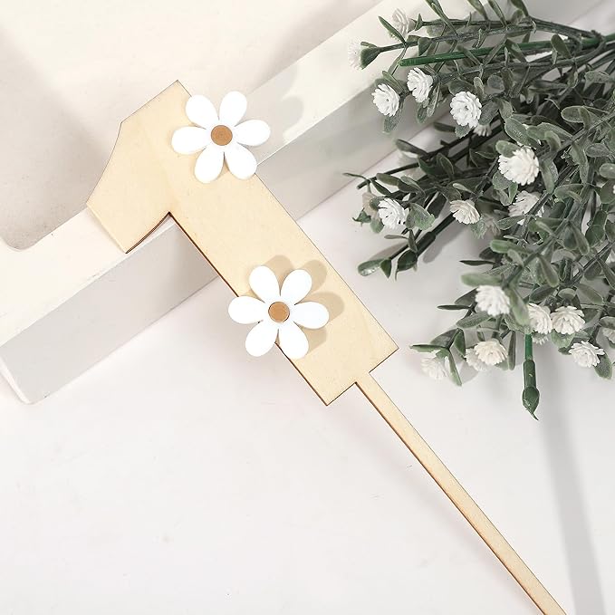 Wooden Daisy Cake Topper for 1st Birthday - Boho, Retro Groovy Party Decor, Wooden Cake Decorating Supplies, First Anniversary