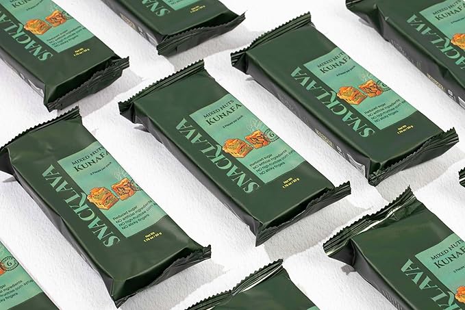 Snacklava Kunafa Mixed Nuts Baklava - 20 Pack (3 Pieces per Pack) - No Artificial Ingredients, Colors or Preservatives